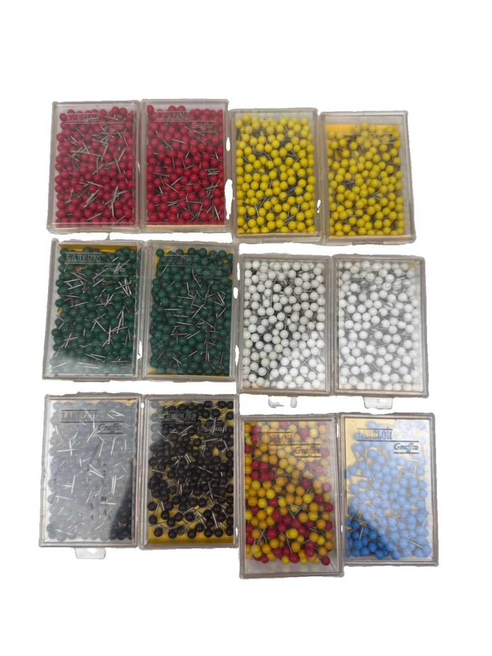 VTG Lot Labelon Graffco Map Tacks Push Pins Multi Color Cases Sewing Crafting Wh